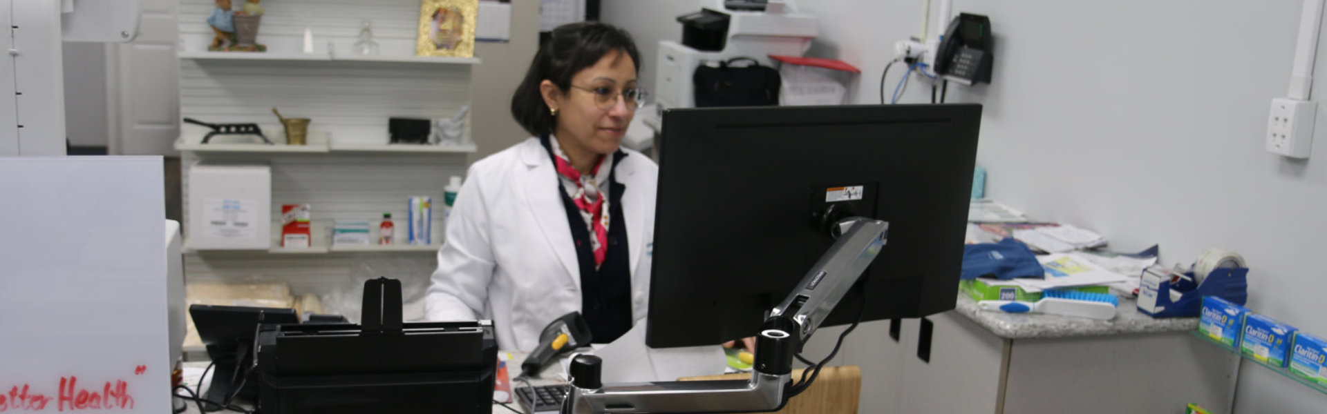 pharmacist using computer